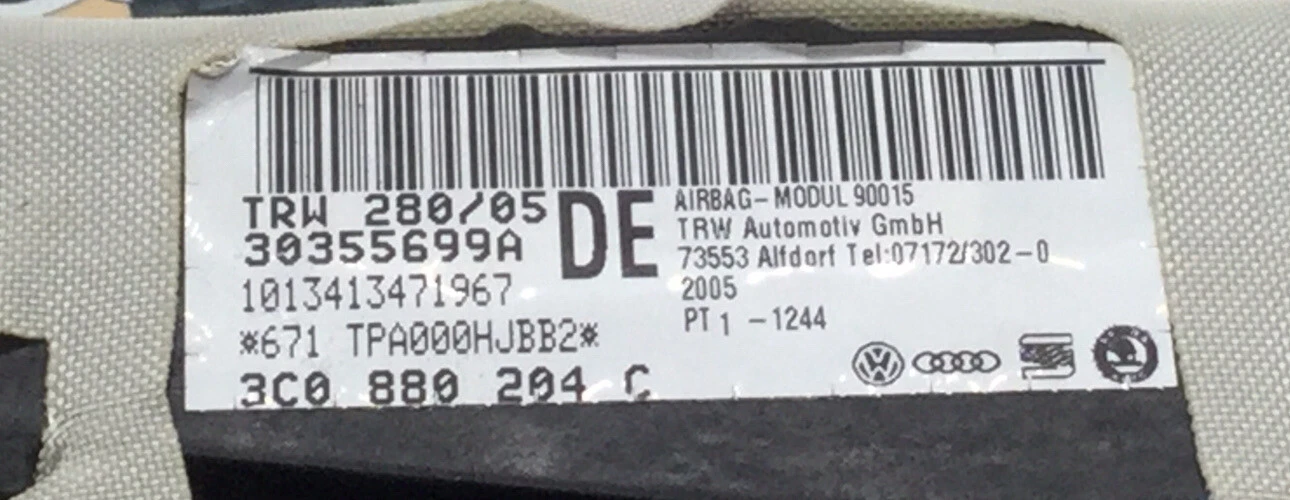 2006 VOLKSWAGEN PASSAT 2.0T FRONT RIGHT RH DASH PASSENGER AERO BAG 3C0880204C - Image 8